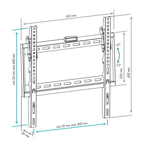 Кронштейн настенный VLK TRENTO-34 26-65" (наклон -0°/+12°, вылет 26мм, до 40 кг, черный) фото 3