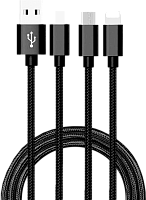 Дата-кабель USB A 2.0-USB Type-C,USB B micro,Lightning, 1m, черный,ATOM