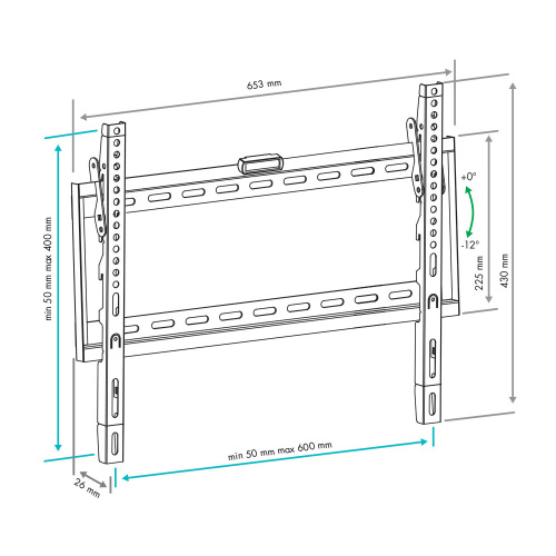 Кронштейн настенный VLK TRENTO-32 32-90" (наклон 0 -8°, вылет 26мм, до 50 кг, черный) фото 4 Кронштейн настенный VLK TRENTO-32 32-90" (наклон 0 -8°, вылет 26мм, до 50 кг, черный) фото 4