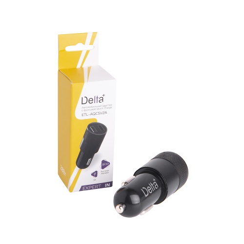 Автомобильный адаптер Delta+ ETL-AQC5V2A, 28Вт, 2USB, QC3.0, 5В2.1А, черн., цв.коробка фото 3