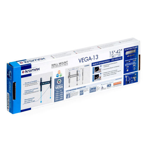 Кронштейн настенный Kromax VEGA-13 15-42" (фиксированный, от стены 15 мм. до 35 кг, черный) фото 6 Кронштейн настенный Kromax VEGA-13 15-42" (фиксированный, от стены 15 мм. до 35 кг, черный) фото 6