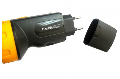 Фонарь Ultraflash LED 3827 аккумуляторный, 5 светодиодов, черный/желтый, зарядка 220В фото 2