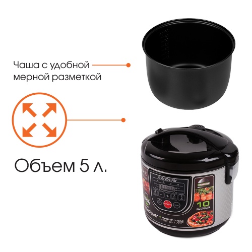 Мультиварка электрическая Endever Vita 80, черный/стальной фото 6