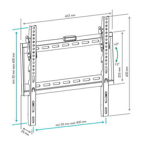 Кронштейн настенный VLK TRENTO-34 26-65" (наклон -0°/+12°, вылет 26мм, до 40 кг, черный) фото 3 Кронштейн настенный VLK TRENTO-34 26-65" (наклон -0°/+12°, вылет 26мм, до 40 кг, черный) фото 3