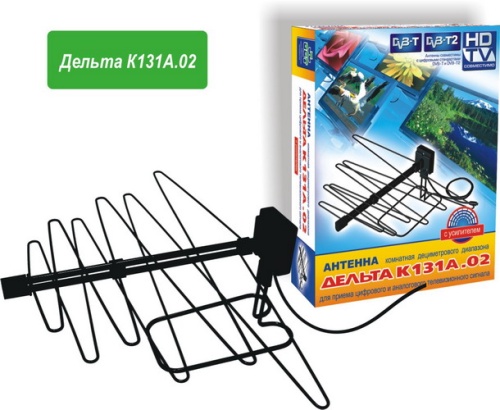 Антенна комнатная Дельта К131А.02 12V УЦЕНКА (активная, DVB-T2, с б/п, 22-25 дБ, коробка)