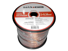 Акустический кабель 2*0.50 мм2 (28*0.15мм) CCA, 100м, NETKO Optima (прозрачный)