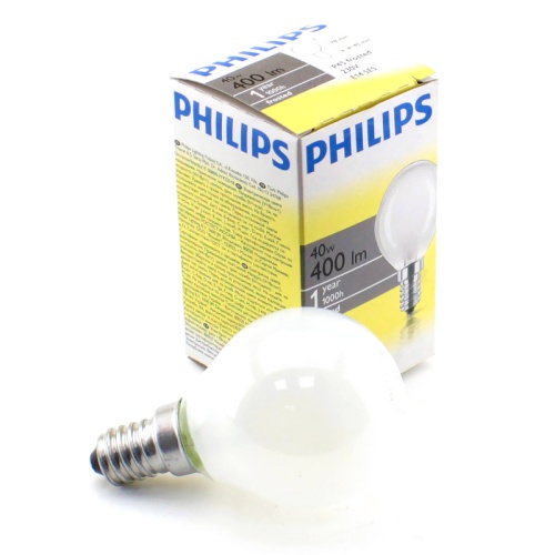 Лампа накаливания PHILIPS P45 40W E14 FR (миньон) шарик матовый Лампа накаливания PHILIPS P45 40W E14 FR (миньон) шарик матовый