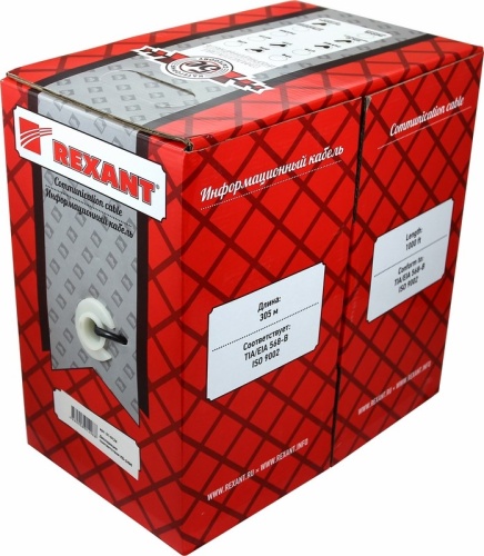 Витая пара REXANT UTP 2PR 24AWG, CAT5e, бухта 305 м, серый фото 2