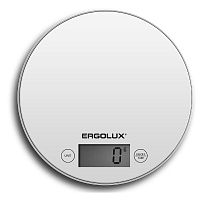 Весы кухонные ERGOLUX ELX-SK03-C01 круглые электронные 0-5кг, ЖК-дисплей, белые