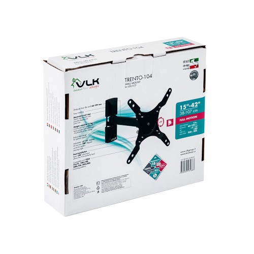 Кронштейн настенный VLK TRENTO-104 15-42" (наклон +5°/-15°, поворот 180°, до 15 кг, черный) фото 7
