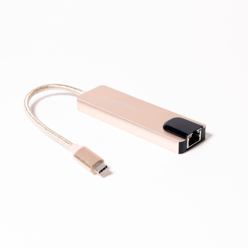 USB-HUB Type-C 3.1 - 2*USB А 3.0/HDMI/USB Type-C(зарядка)/RJ45, 0,15 м (шт/гн), золотой фото 2