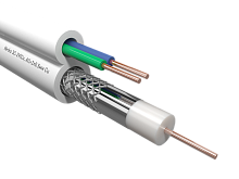 Кабель коаксиальный с пит 3C-2V Netko (CU, AL) +2x0.5мм CU одн/ж, ККСВ, внутренний, белый (100м)