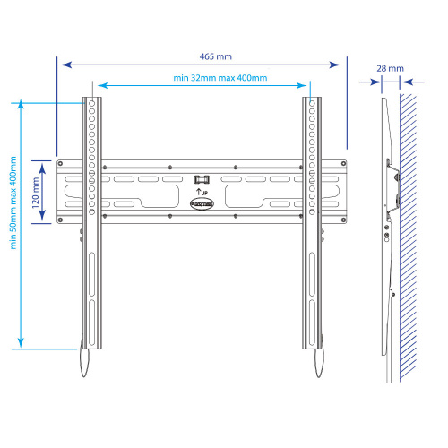 Кронштейн настенный Kromax FLAT-3 22-65" (фиксированный, вылет 28 мм, до 50 кг, чёрный) фото 2 Кронштейн настенный Kromax FLAT-3 22-65" (фиксированный, вылет 28 мм, до 50 кг, чёрный) фото 2
