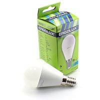 Лампа св/диод. ERGOLUX LED G45-9W-E14-4K 230В  9(80)W 4500K E14 (миньон) холодный белый свет шарик