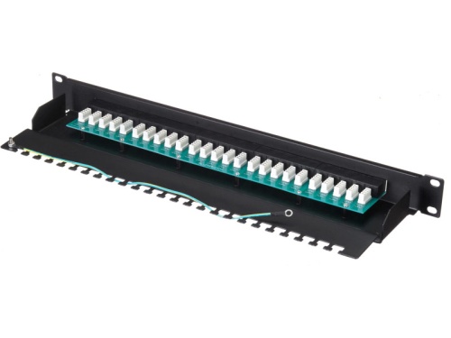 Патч-панель телефонная UTP, 19", 25 портов RJ45, cat.3, 1U, Krone Type, "L" фото 2