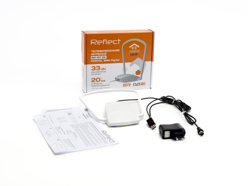 Антенна комнатная Reflect PORTAL MINI Digital RA-107-DX(активная, 5V, DVB-T2, с б/п, 33 дБи, коробка фото 5