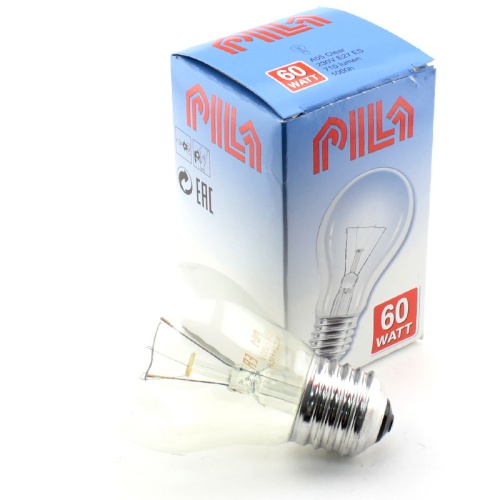 Лампа накаливания PILA A55  60W E27 CL груша прозрачная